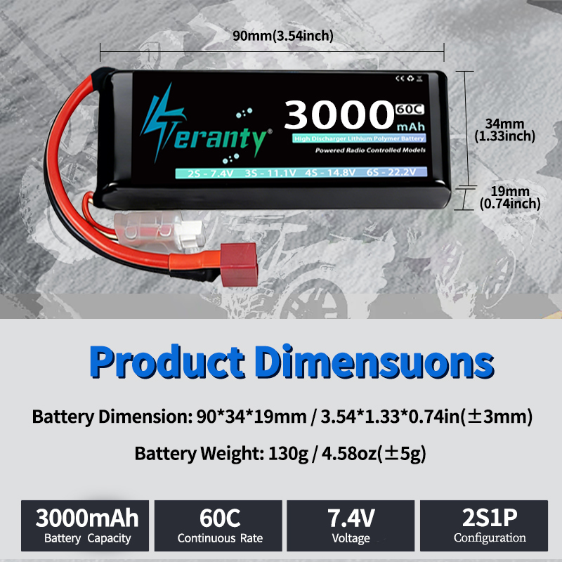 TERANTY 2S 3000mAh Lipo Batter - Drone Battery Connector 评论和价格